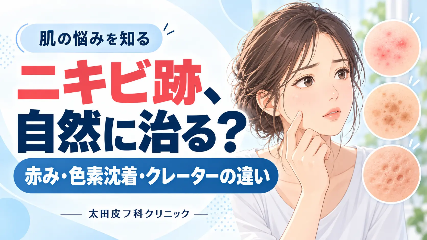 ニキビ跡は自然に治る?赤み・色素沈着・クレーターの違いと改善の目安を皮膚科医が解説のサムネイル
